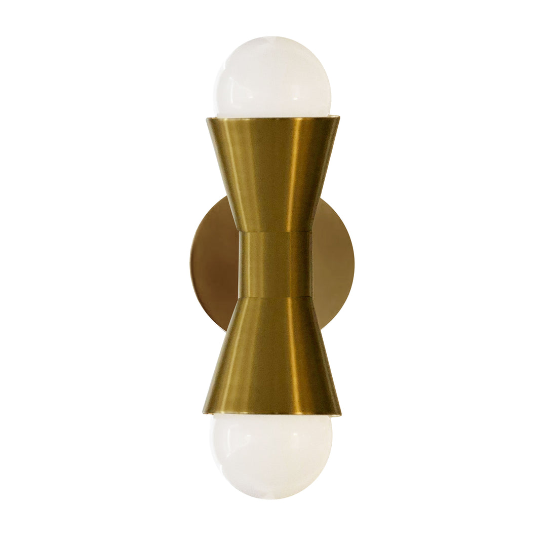 Fortuna 2 Light Incandescent Wall Sconce in Aged Brass by Dainolite