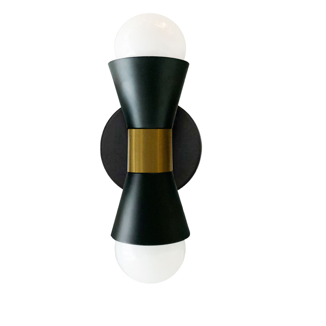 Fortuna 2 Light Incandescent Wall Sconce in Black & Aged Brass by Dainolite