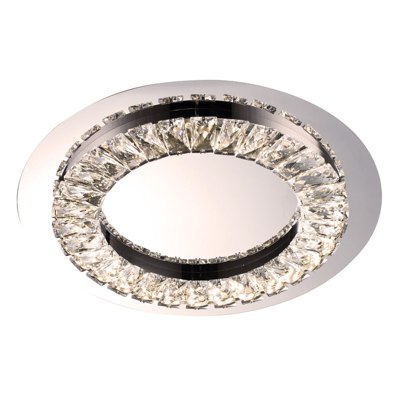 Clear Crystal LED Flush Mount with Stainless Steel Frame (FT043) by Bethel