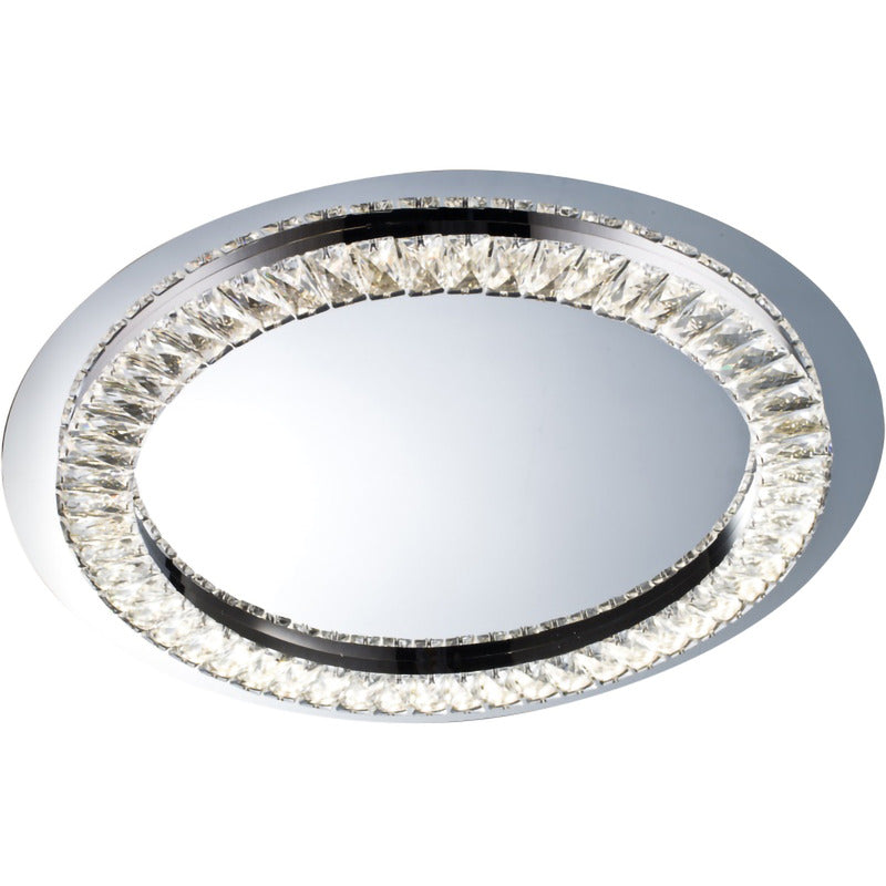 Clear Crystal LED Flush Mount with Stainless Steel Frame, 22.8", by Bethel