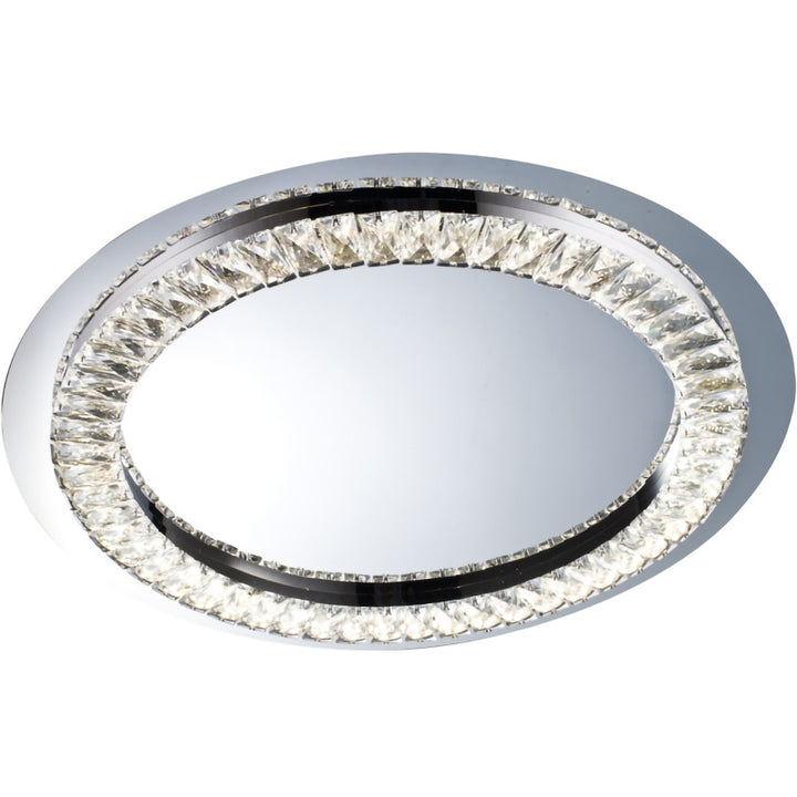 Clear Crystal LED Flush Mount with Stainless Steel Frame, 22.8", by Bethel