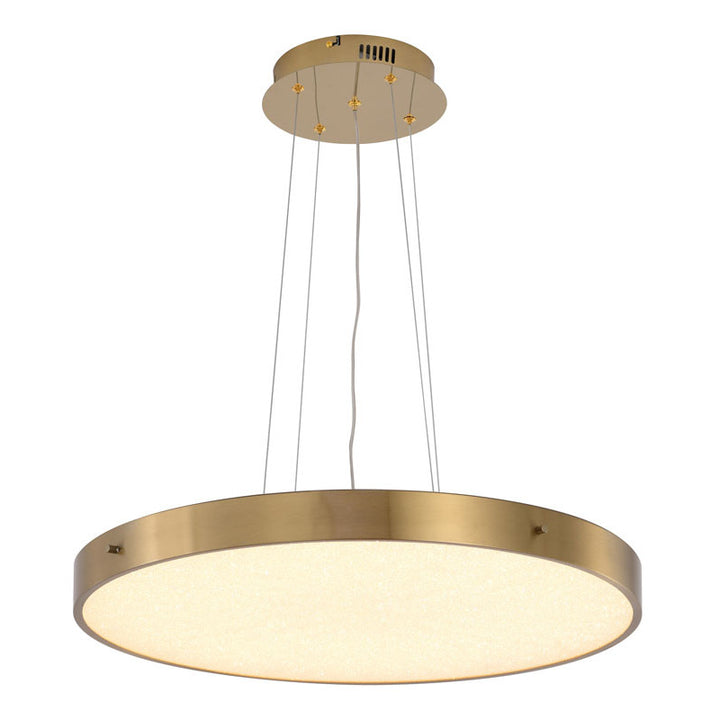 Frame LED Chandelier with Clear Acrylic Beaded Diffuser in Brass by Bethel