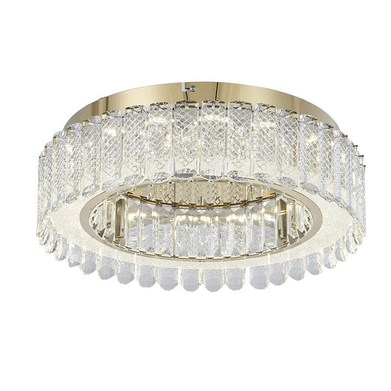 Gold Stainless Steel Flush Mount with Clear Crystals by Bethel