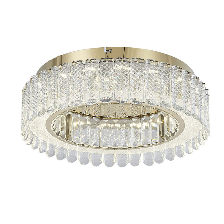 Gold Stainless Steel Flush Mount with Clear Crystals by Bethel
