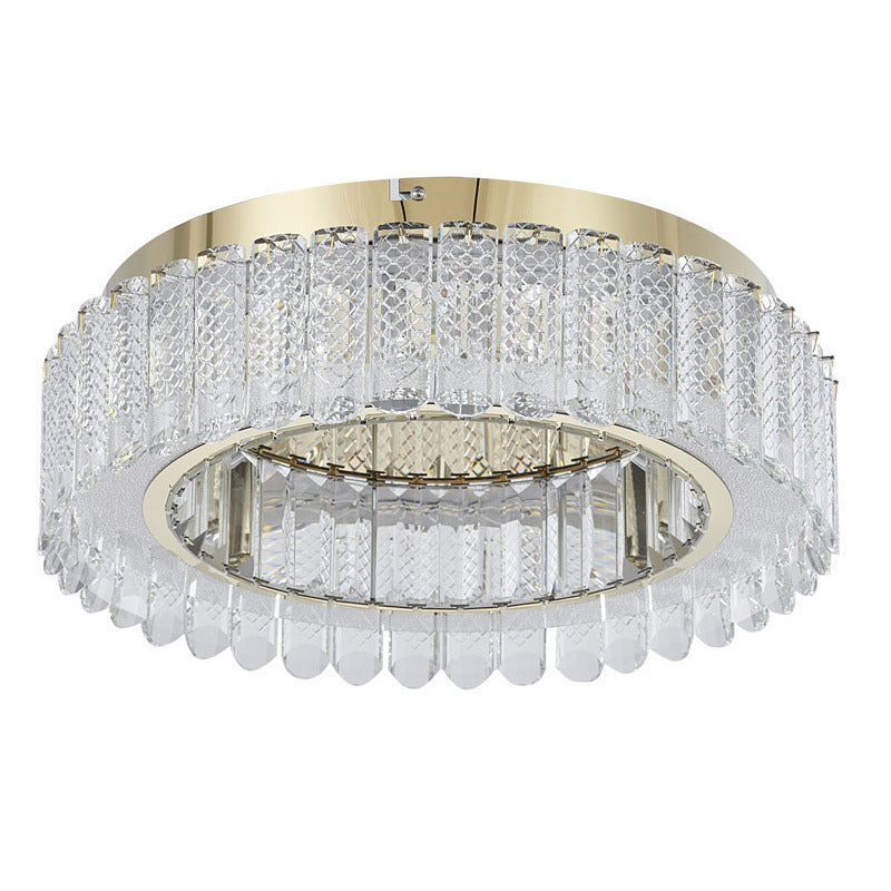Gold Stainless Steel Flush Mount with Clear Crystals by Bethel - view 2