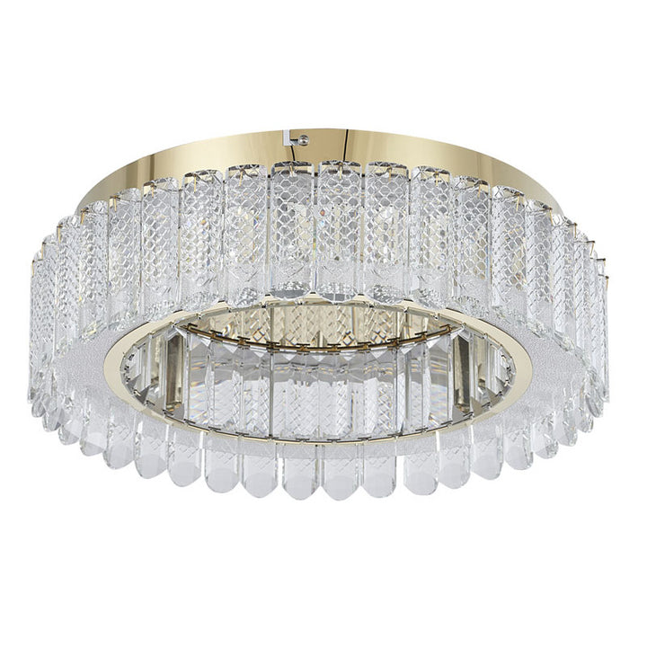 Gold Stainless Steel Flush Mount with Clear Crystals by Bethel - view 2