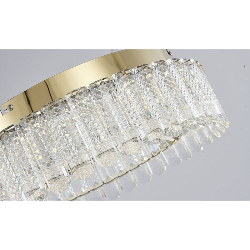 Gold Stainless Steel Flush Mount with Clear Crystals by Bethel - view 3