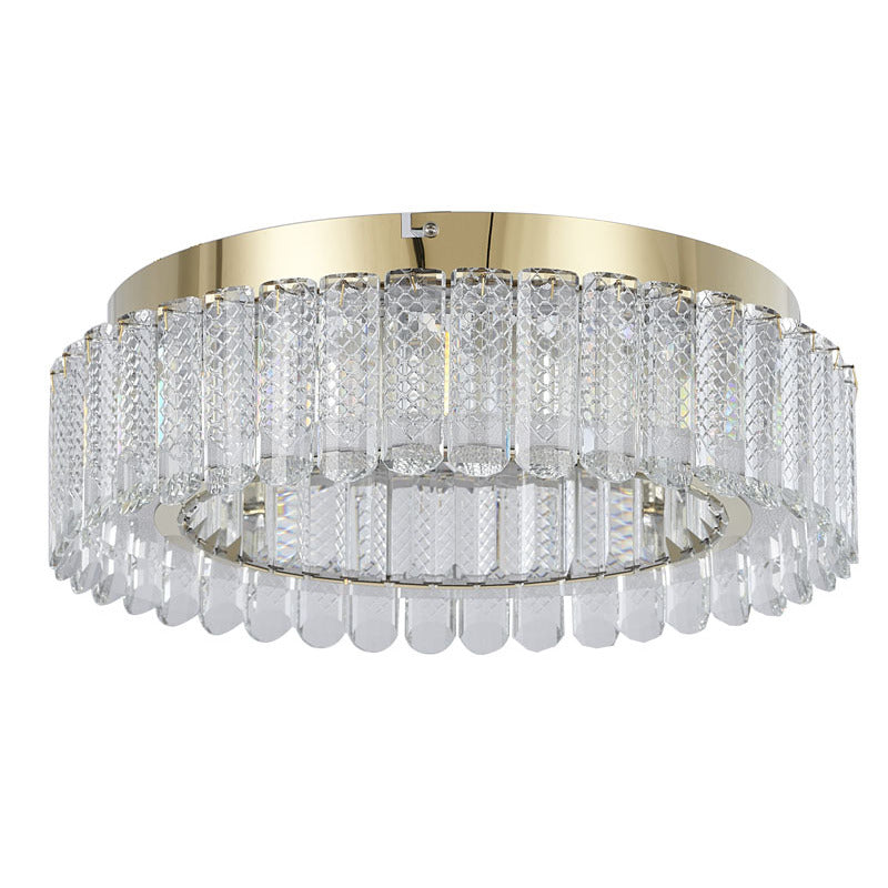Gold Stainless Steel Flush Mount with Clear Crystals by Bethel - view 4