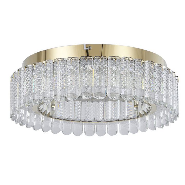 Gold Stainless Steel Flush Mount with Clear Crystals by Bethel - view 4