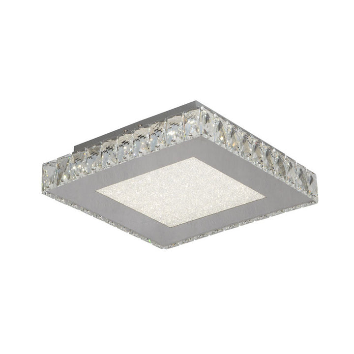 Square Clear Crystal Flush Mount with Hardware &amp; a Beaded Acrylic