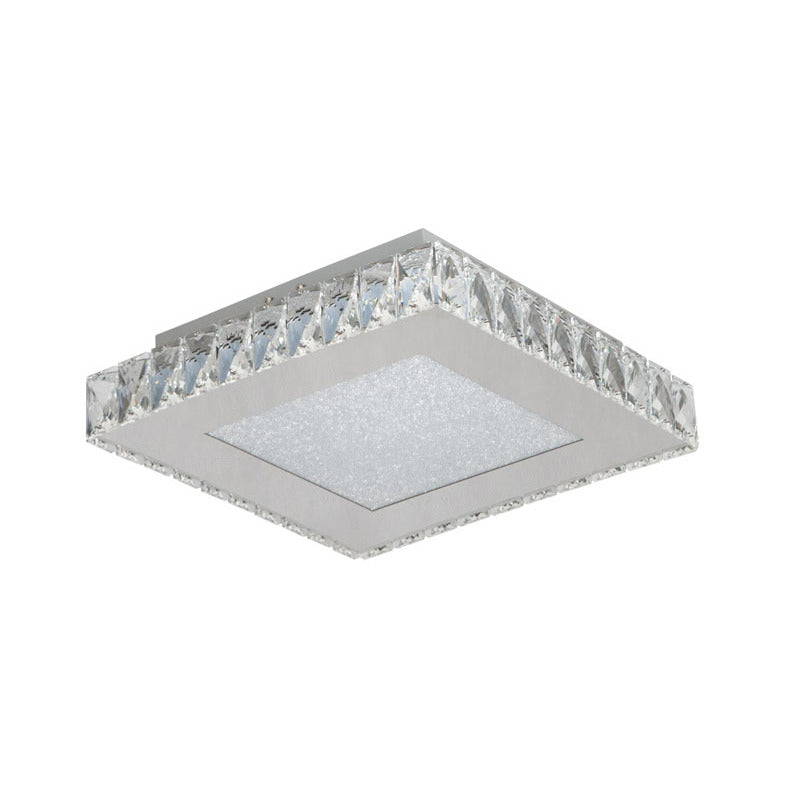Square Clear Crystal Flush Mount with Hardware &amp; a Beaded Acrylic