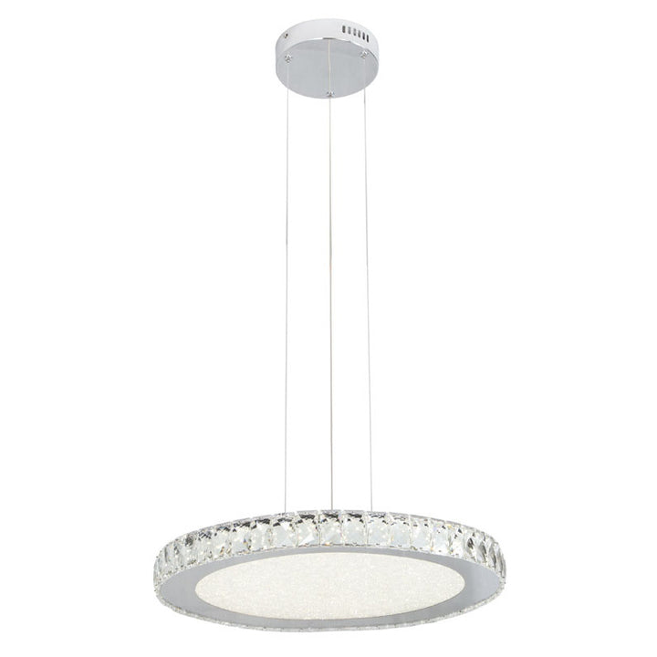 Round Clear Crystal LED Light with Stainless Steel Frame and Beaded Sand by Bethel