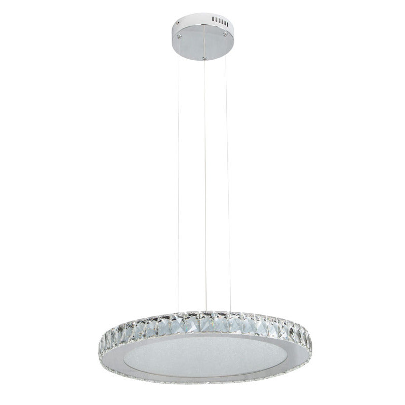 Round Clear Crystal LED Light with Stainless Steel Frame and Beaded Sand by Bethel - view 2