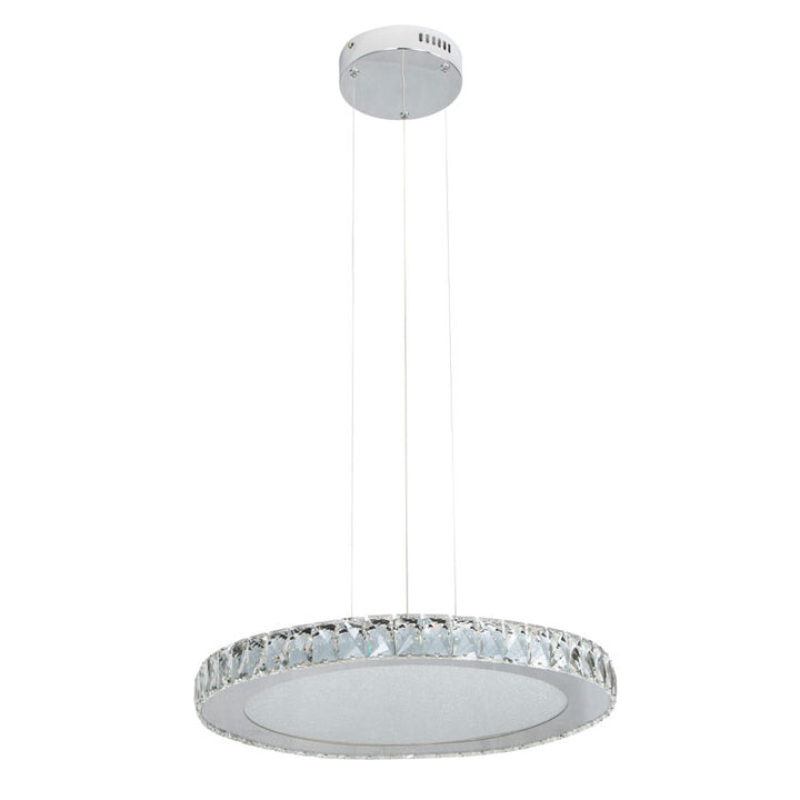 Round Clear Crystal LED Light with Stainless Steel Frame and Beaded Sand by Bethel - view 2