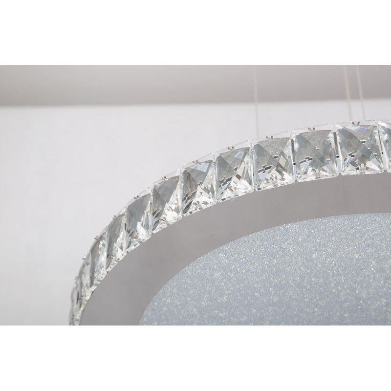 Round Clear Crystal LED Light with Stainless Steel Frame and Beaded Sand by Bethel - view 3