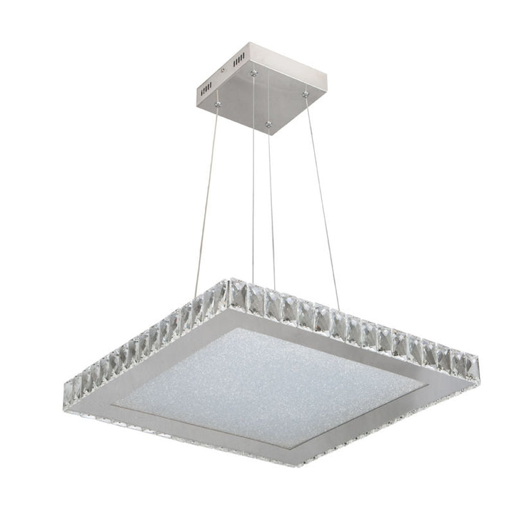 Square Clear Crystal LED Light with Stainless Steel Frame and Sand Glass by Bethel - view 2