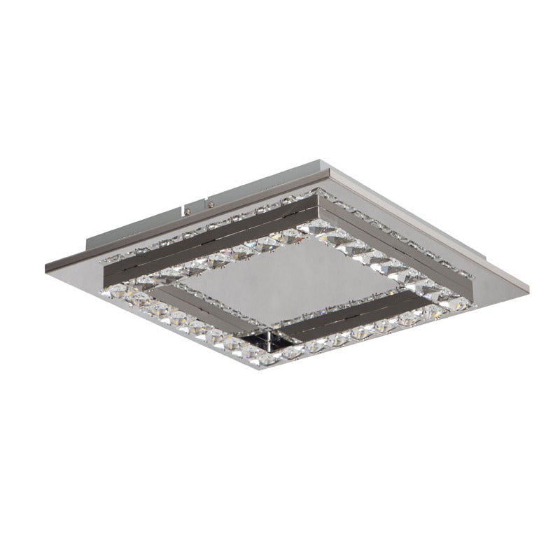 Square Clear Crystal LED Flush Mount with Stainless Steel Frame by Bethel - view 2