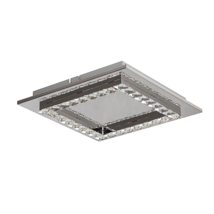 Square Clear Crystal LED Flush Mount with Stainless Steel Frame by Bethel - view 2