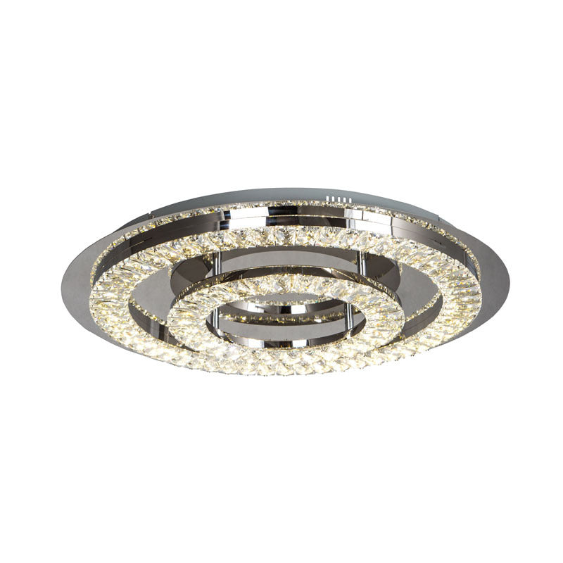 Double Clear Crystal Ring LED Flush Mount with Stainless Steel Frame by Bethel