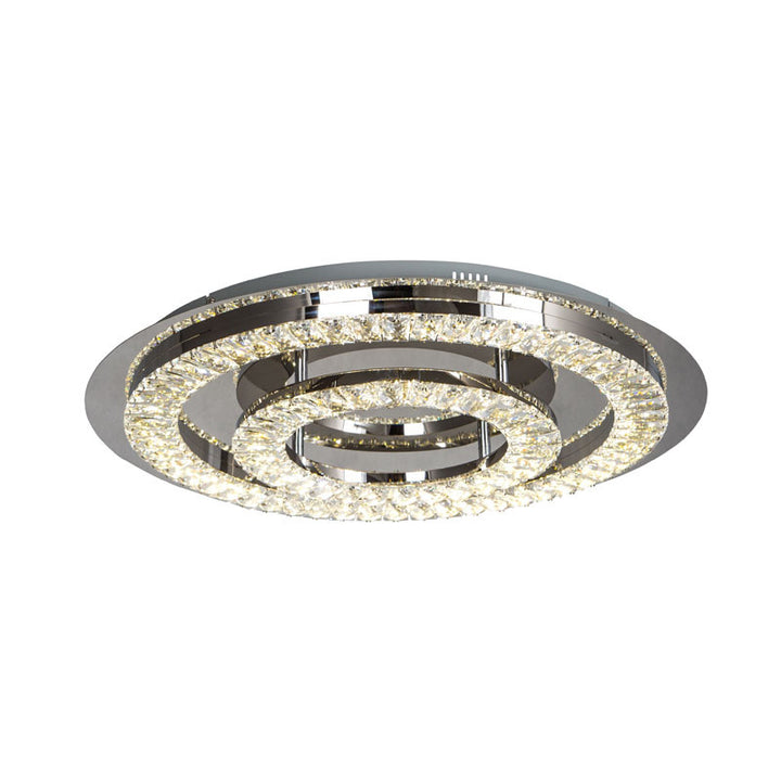 Double Clear Crystal Ring LED Flush Mount with Stainless Steel Frame by Bethel