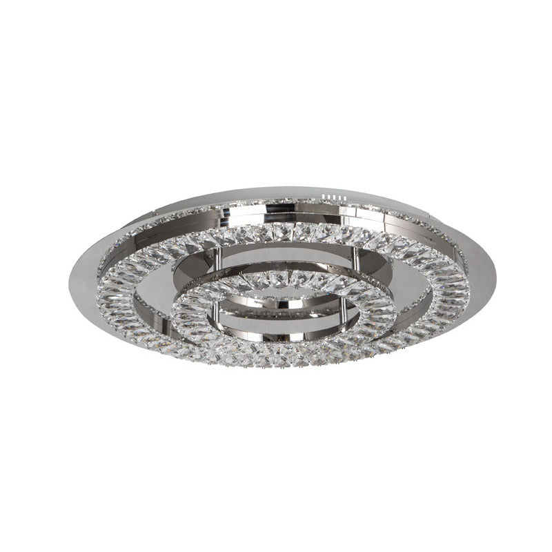 Double Clear Crystal Ring LED Flush Mount with Stainless Steel Frame by Bethel - view 2