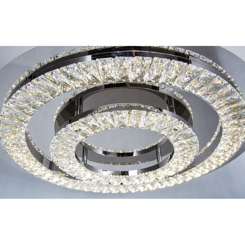 Double Clear Crystal Ring LED Flush Mount with Stainless Steel Frame by Bethel - view 3