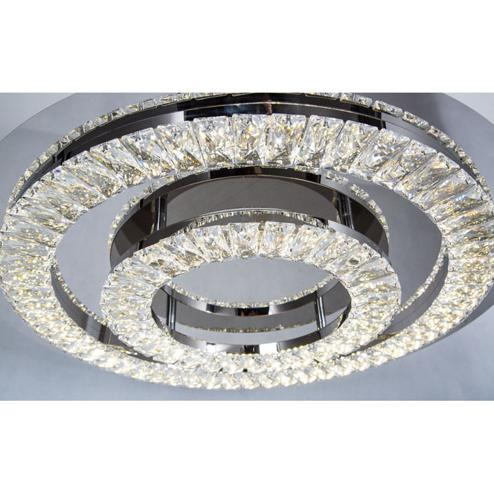 Double Clear Crystal Ring LED Flush Mount with Stainless Steel Frame by Bethel - view 3