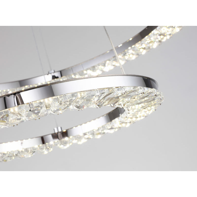 Three Tier Clear Crystal Ring LED Light Fixture with Chrome Stainless Steel by Bethel - view 3