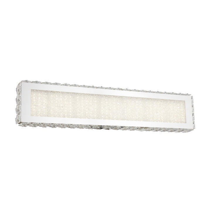 Clear Crystal Wall Sconce with Beaded Frame and Hardware, 26" x 3.5", by Bethel