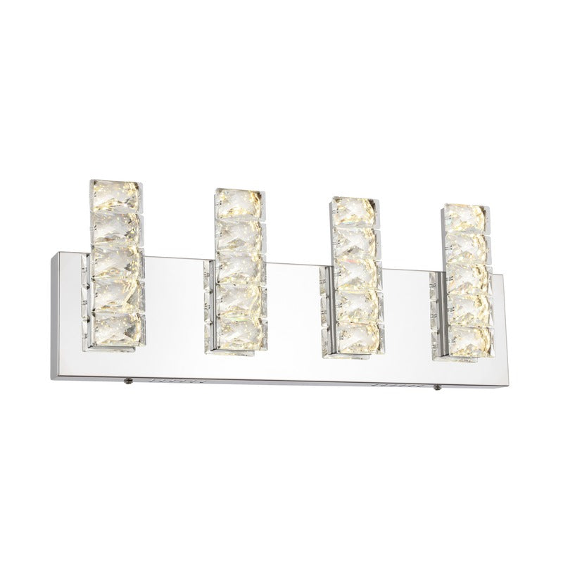 LED Wall Sconce with Clear Crystal Plaques and Chrome Frame by Bethel