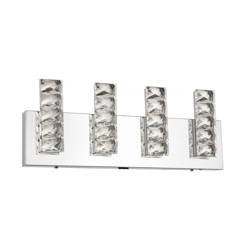 LED Wall Sconce with Clear Crystal Plaques and Chrome Frame by Bethel - view 2
