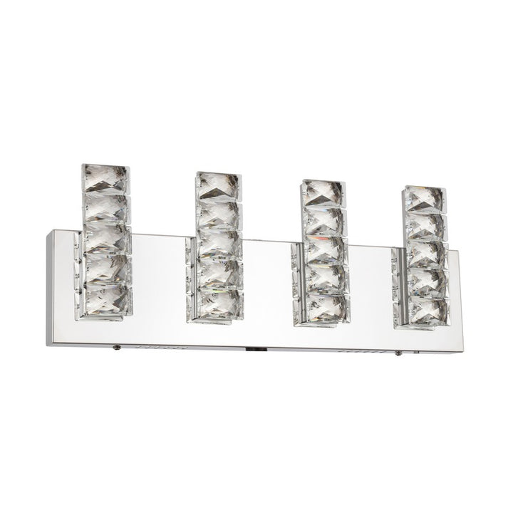LED Wall Sconce with Clear Crystal Plaques and Chrome Frame by Bethel - view 2