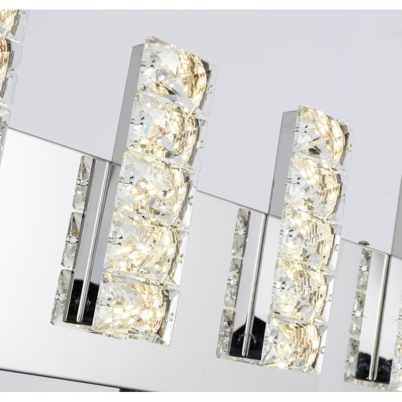 LED Wall Sconce with Clear Crystal Plaques and Chrome Frame by Bethel - view 3
