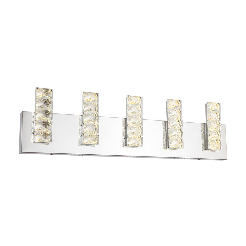LED Wall Sconce with Clear Crystal Plaques & Chrome Hardware by Bethel
