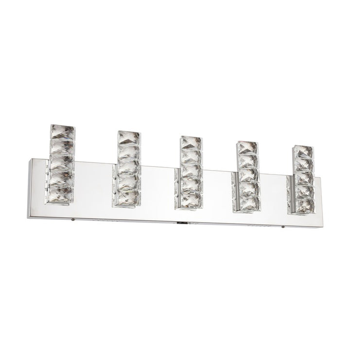 LED Wall Sconce with Clear Crystal Plaques &amp; Chrome Hardware