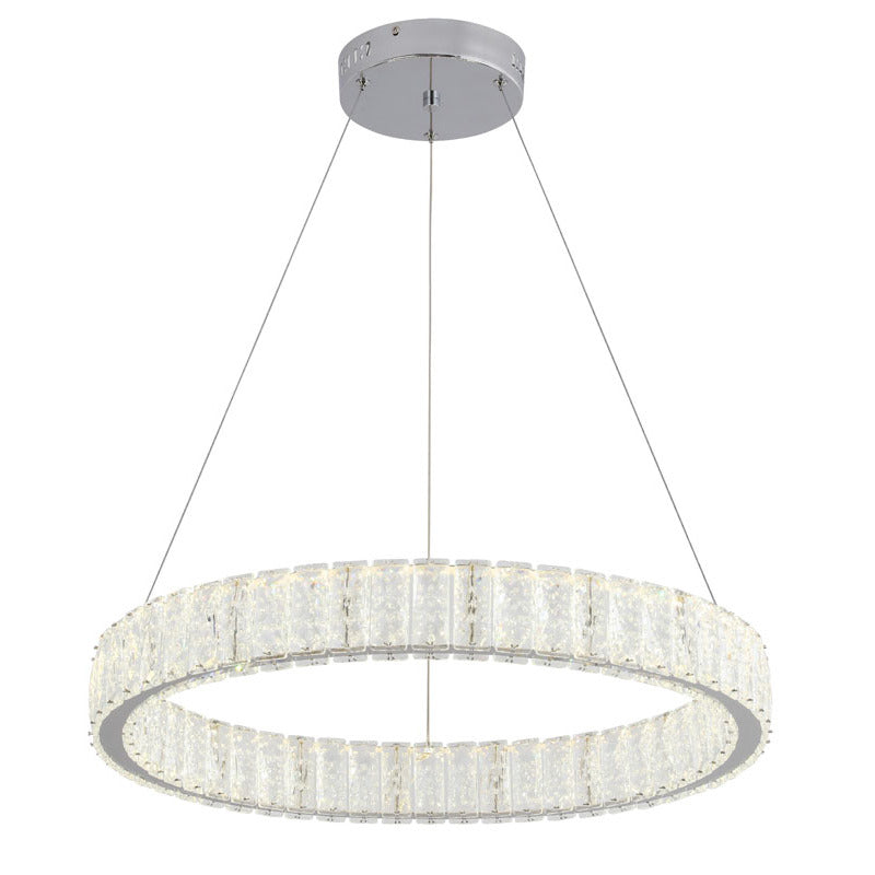 Clear Spotted Crystal Halo Ring Chandelier with Chrome Frame by Bethel