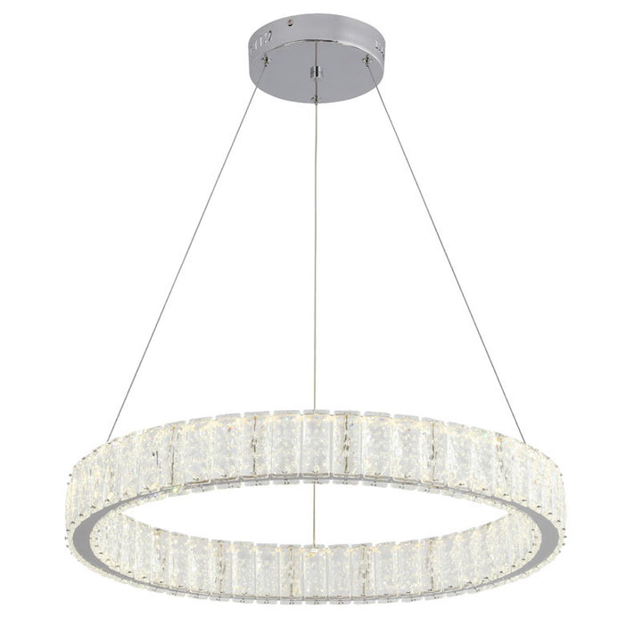Clear Spotted Crystal Halo Ring Chandelier with Chrome Frame by Bethel