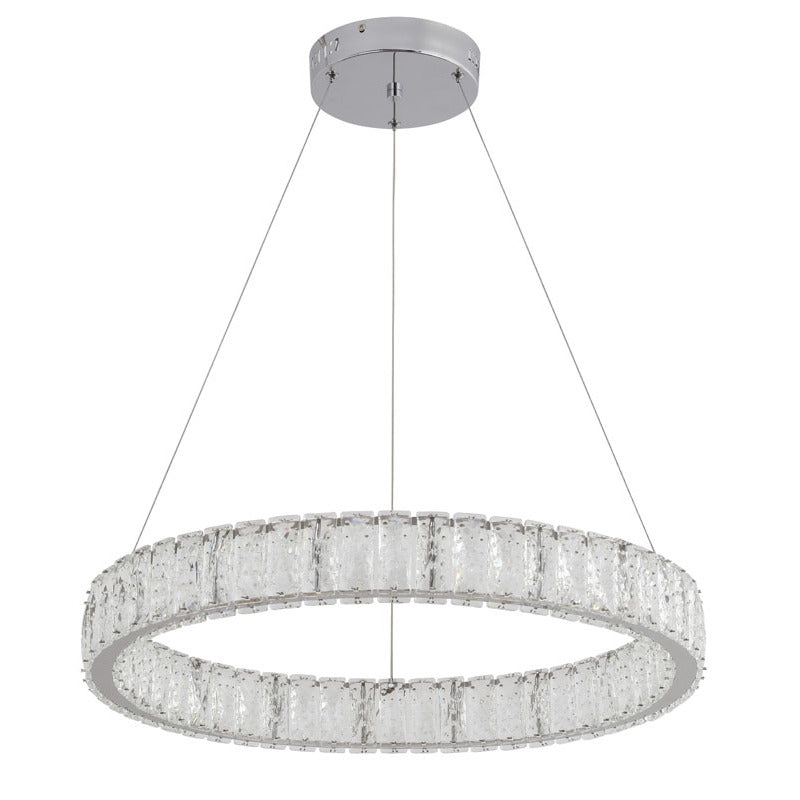 Clear Spotted Crystal Halo Ring Chandelier with Chrome Frame by Bethel - view 2