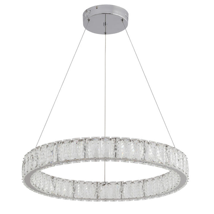 Clear Spotted Crystal Halo Ring Chandelier with Chrome Frame by Bethel - view 2