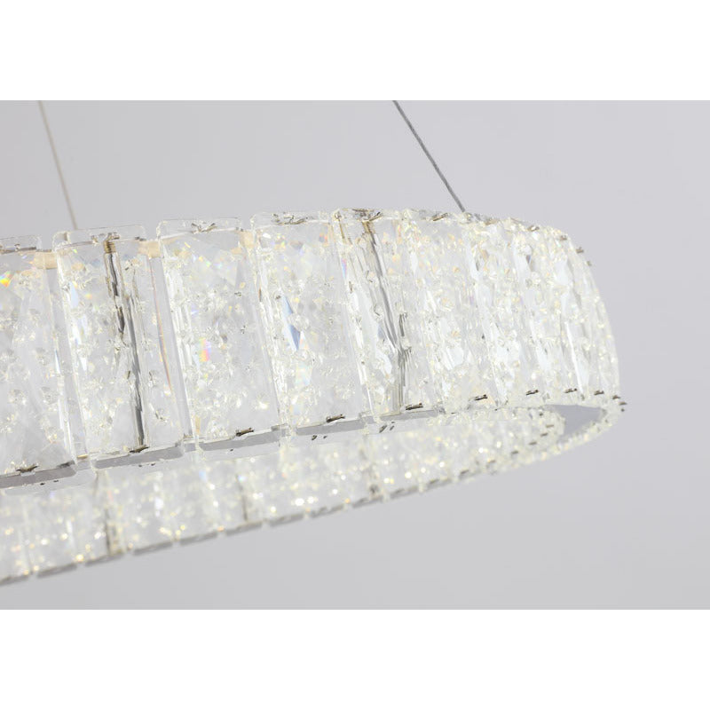 Clear Spotted Crystal Halo Ring Chandelier with Chrome Frame by Bethel - view 3
