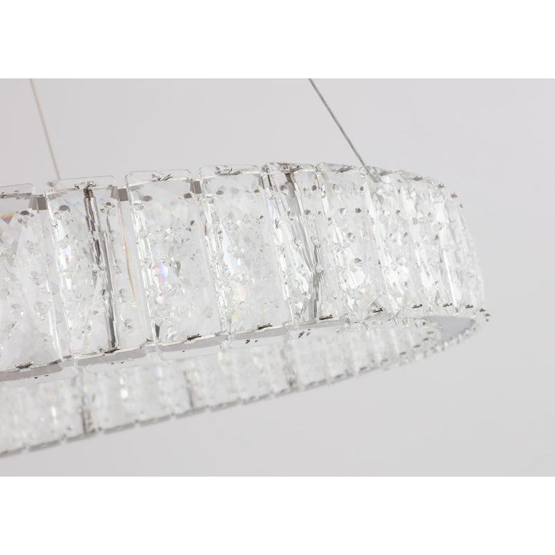 Clear Spotted Crystal Halo Ring Chandelier with Chrome Frame by Bethel - view 4
