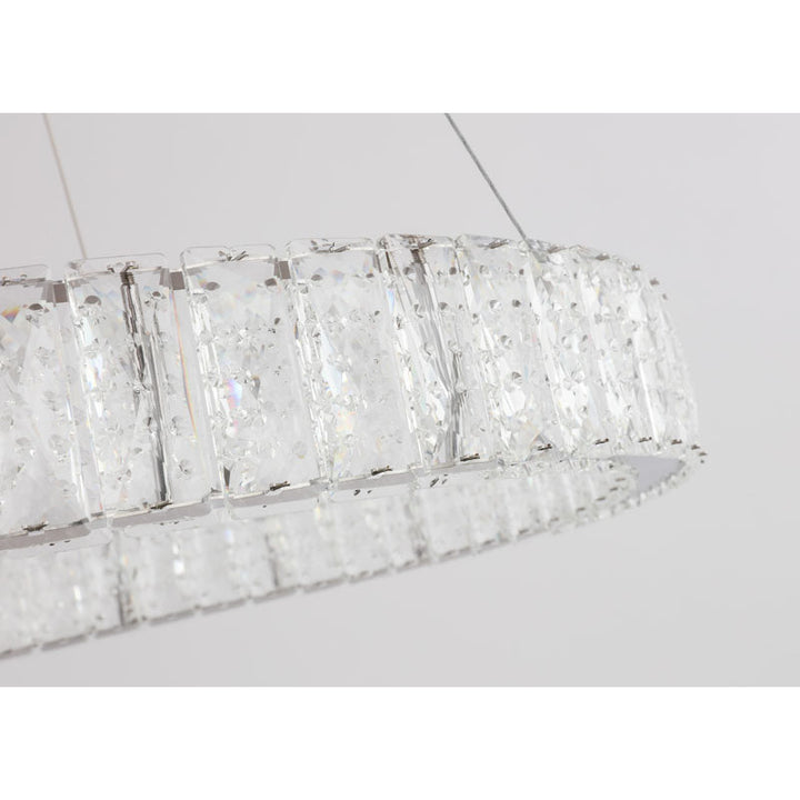 Clear Spotted Crystal Halo Ring Chandelier with Chrome Frame by Bethel - view 4