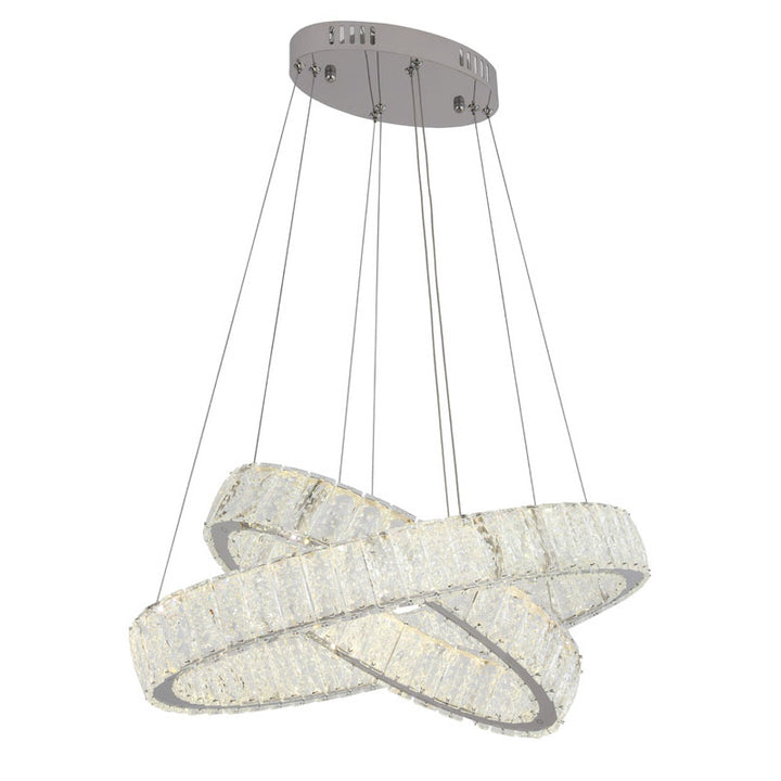 Double Clear Spotted Crystal Ring Chandelier with Chrome Hardware by Bethel