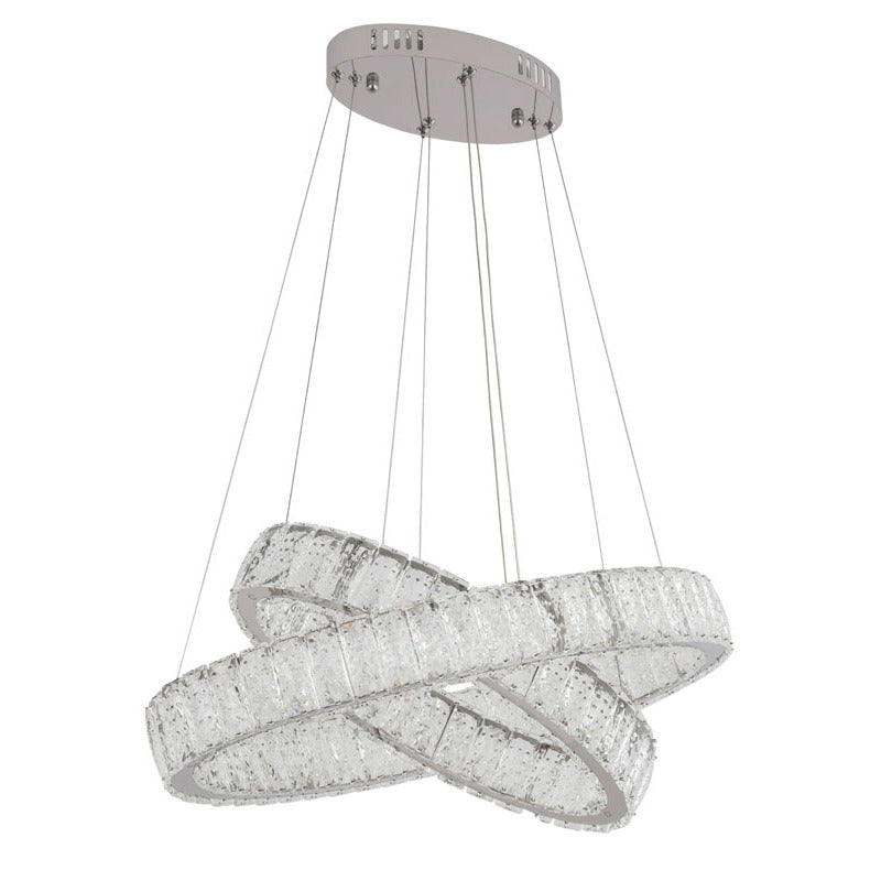 Double Clear Spotted Crystal Ring Chandelier with Chrome Hardware by Bethel - view 2