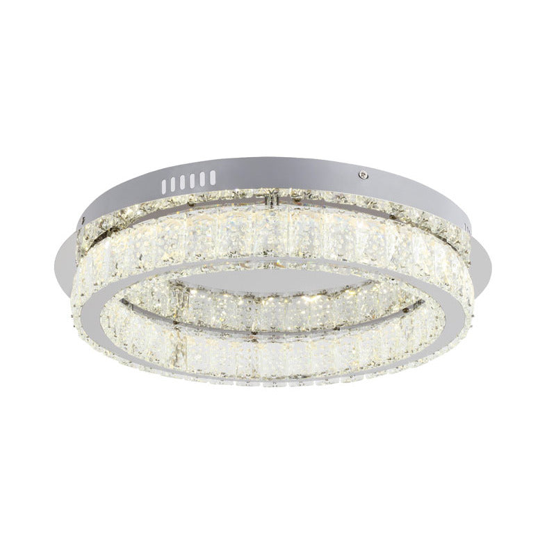 Clear Spotted Crystal Halo Ring Flush Mount with Chrome Frame by Bethel
