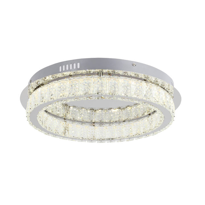 Clear Spotted Crystal Halo Ring Flush Mount with Chrome Frame by Bethel
