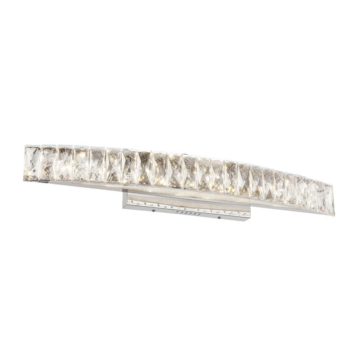 Clear Crystal Band Wall Sconce with Beaded Frame and Hardware, 28" x 3", by Bethel