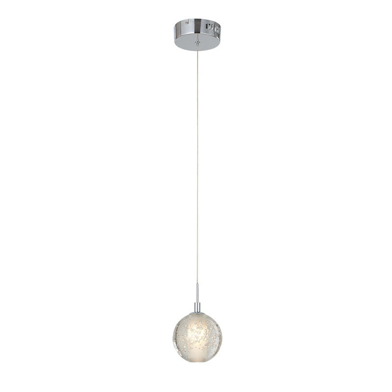 Clear Crystal Bubble Single Pendant Light with Chrome Hardware by Bethel