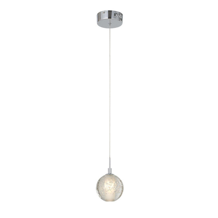 Clear Crystal Bubble Single Pendant Light with Chrome Hardware by Bethel