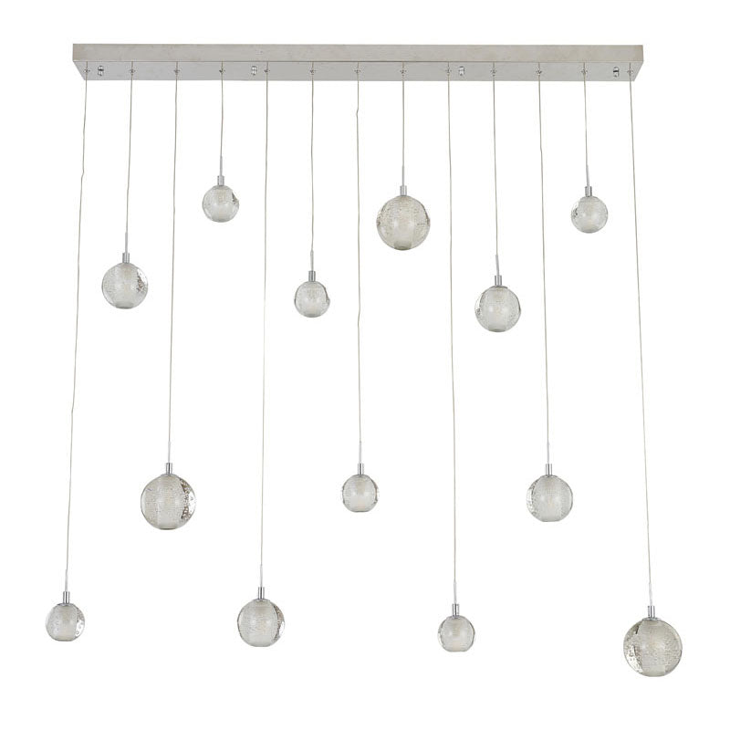 Rectangular Chrome Frame Chandelier with Hanging Clear Crystal Ball Pendants by Bethel - view 2
